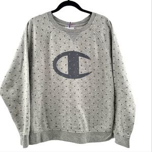 Champion C Logo All Over Print Gray Crew Neck Sweatshirt